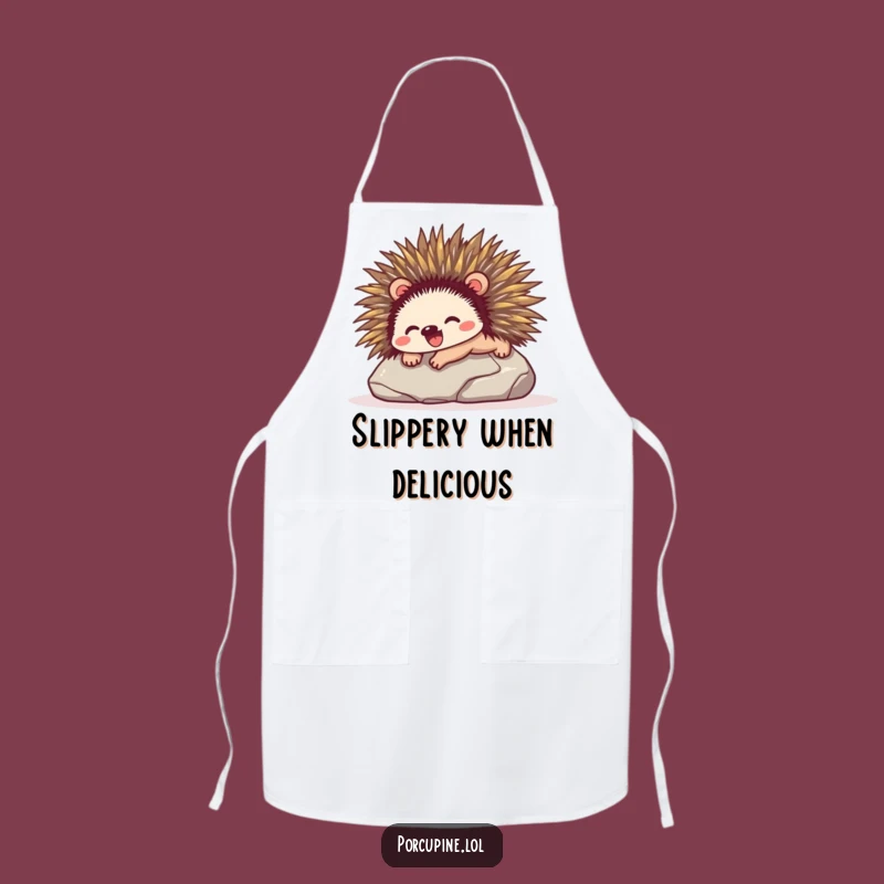 Funny Porcupine Stone Slide Apron: Cook with Glee!