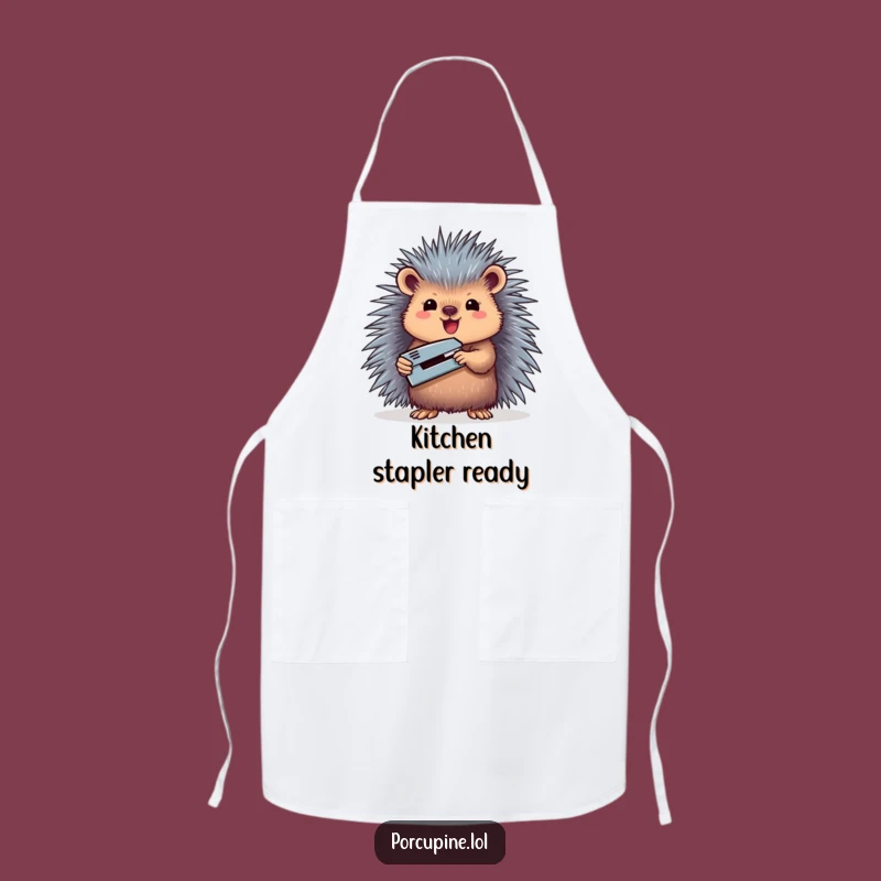 Funny Porcupine Apron - Office Stapler Master, Perfect Funny Gift