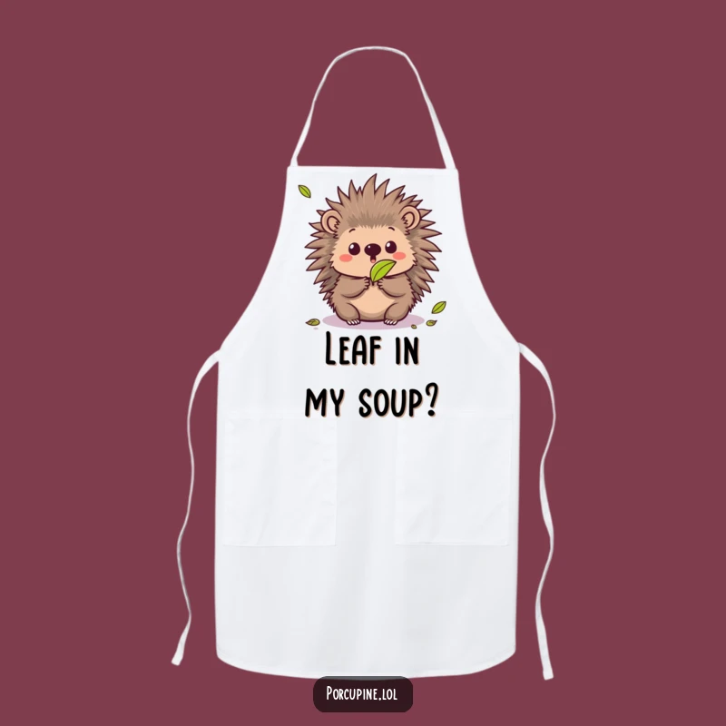 Funny Kawaii Porcupine Apron: Surprised Prickles Kitchen Gift