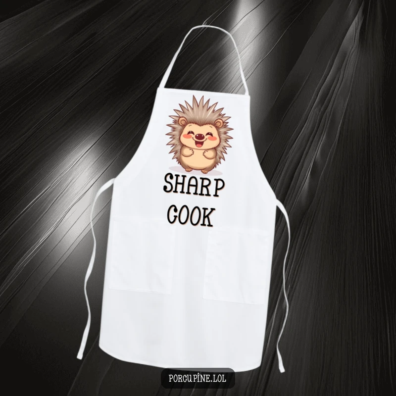 Funny Porcupine Quill Apron: A grinning porcupine wiggling its quills, perfect for funny kitchen adventures.