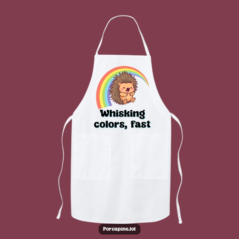 Funny Porcupine Rainbow Slide Apron: Cook with Hilarious Adventure!