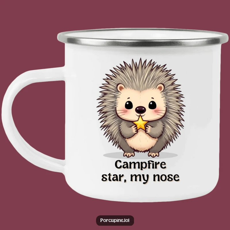 Funny Porcupine Star Balancer Camping Mug: Hilarious Outdoor Star Gazing!