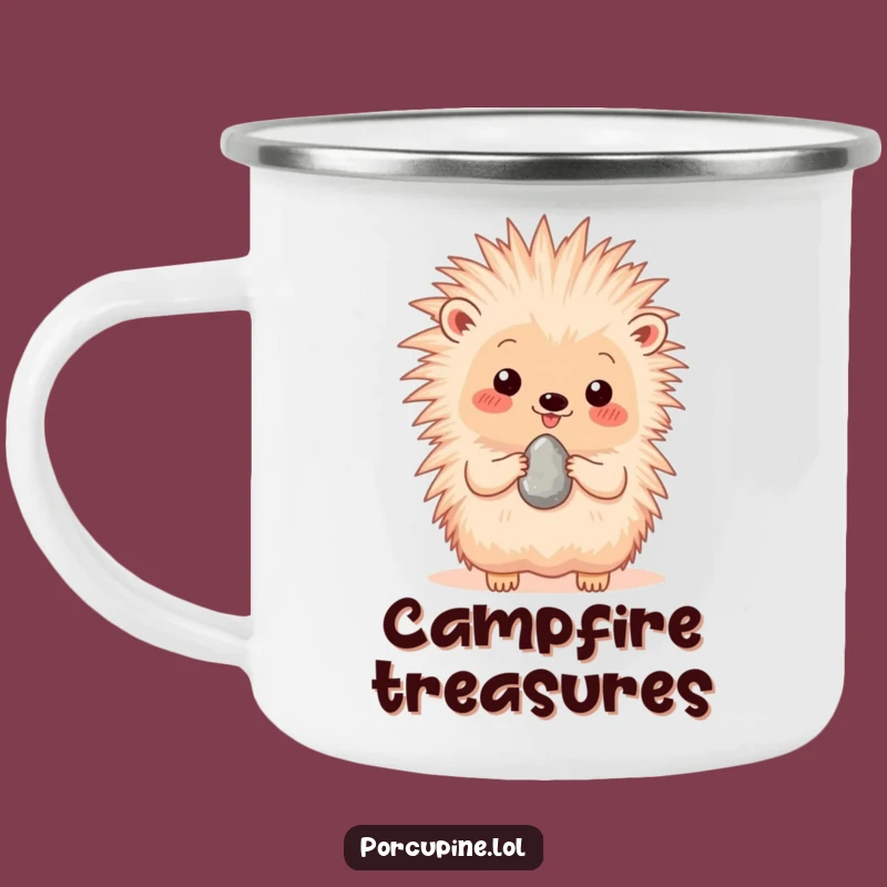 Funny Porcupine Pebble Presenting Camping Mug - Durable and Thoughtful Outdoor Companion