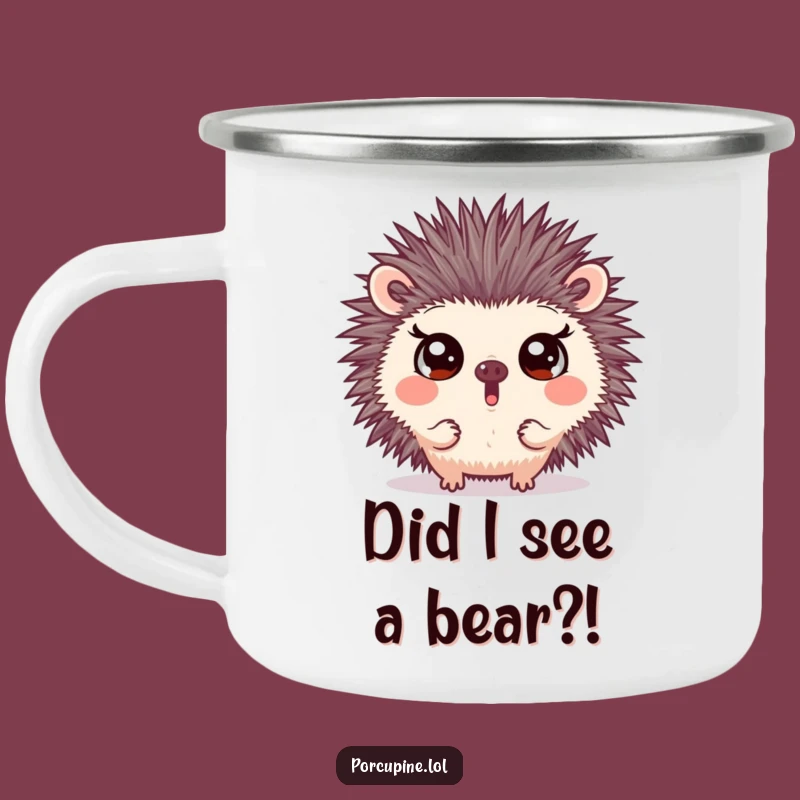Funny Surprised Porcupine Camping Mug: Wide Eyes for Shocking Outdoor Humor