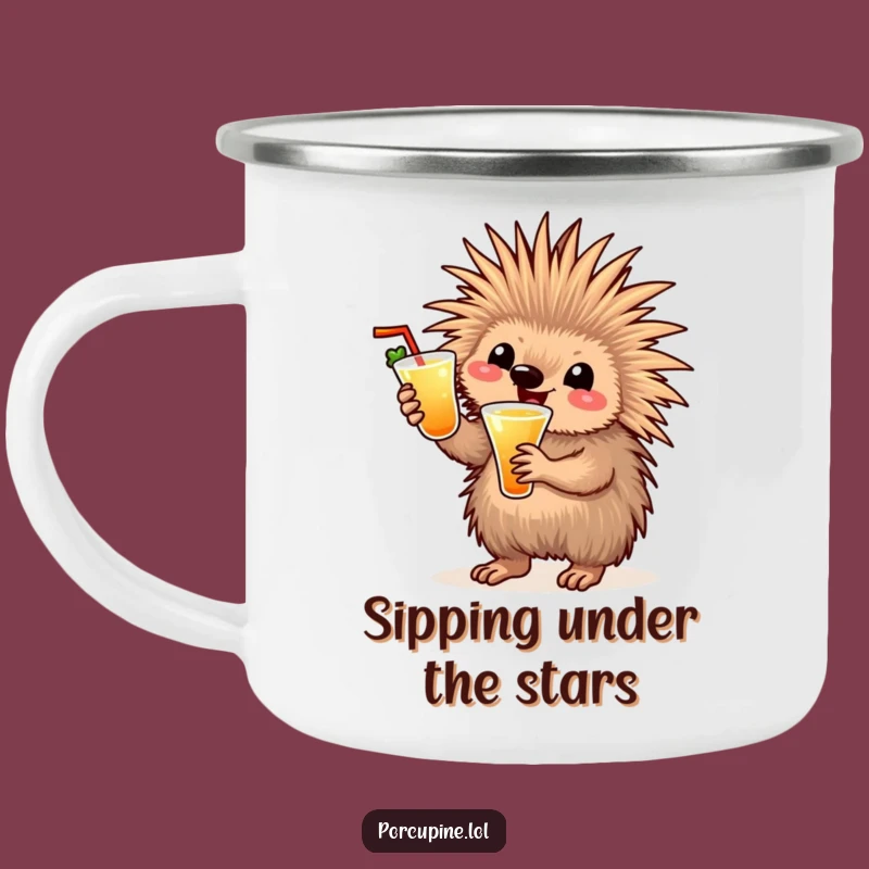 Funny Cocktail Porcupine Camping Mug: Hilarious Sips Under the Stars!
