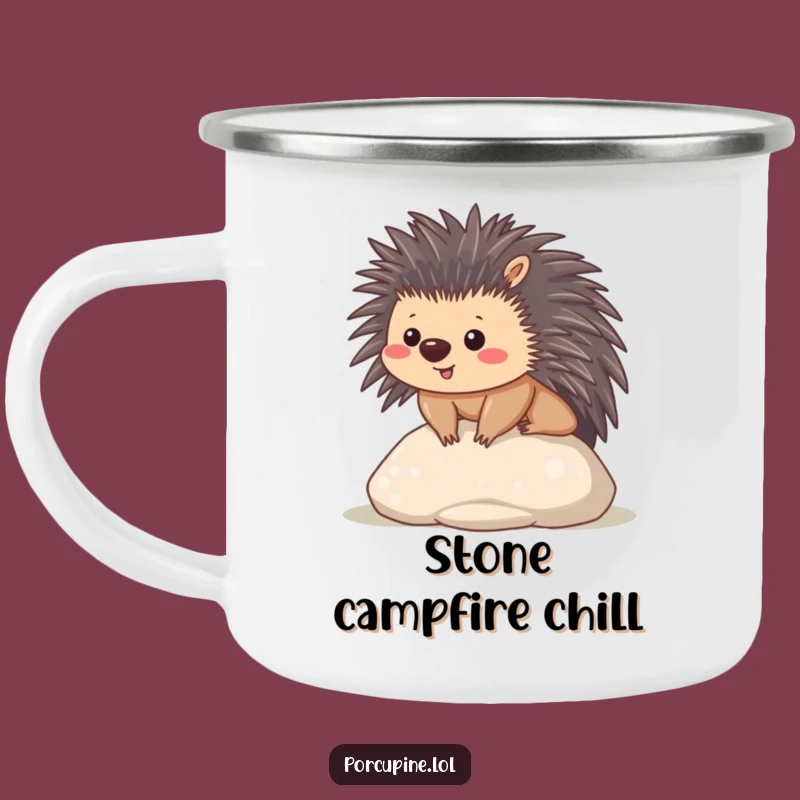 Funny Kawaii Porcupine Camping Mug: Contented Prickles Outdoor Gift
