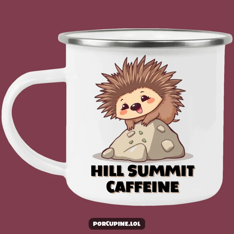 Funny Kawaii Porcupine Camping Mug: Goofy Climb Outdoor Gift