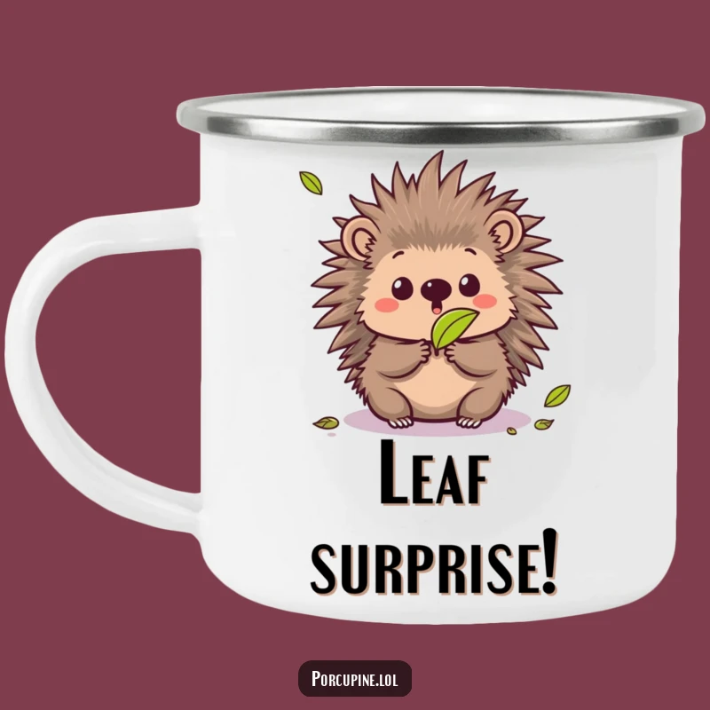 Funny Kawaii Porcupine Camping Mug: Surprised Prickles Outdoor Gift