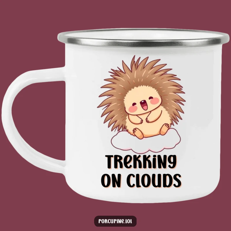 Funny Porcupine Cloud Camping Mug: Cute and happy campfire companion