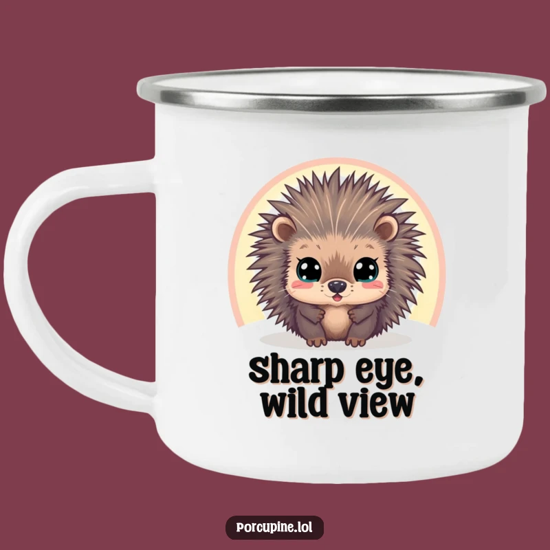 Funny Porcupine Rainbow Camping Mug: Wide-Eyed Adventure for Hilarious Outdoors