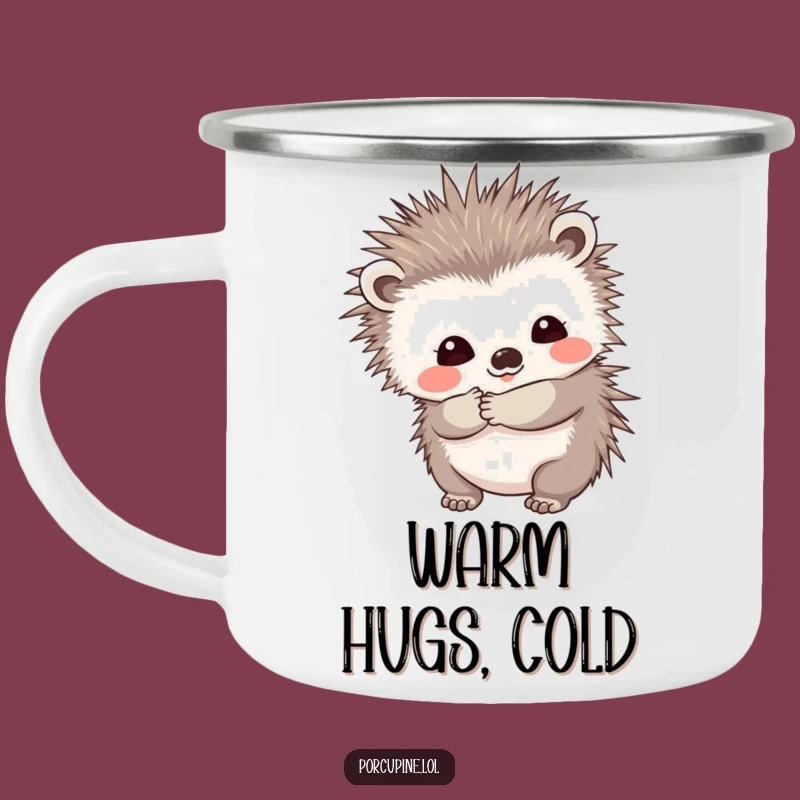 Funny Prickly Hug Porcupine Camping Mug: Shy Smile for Warm Outdoor Humor