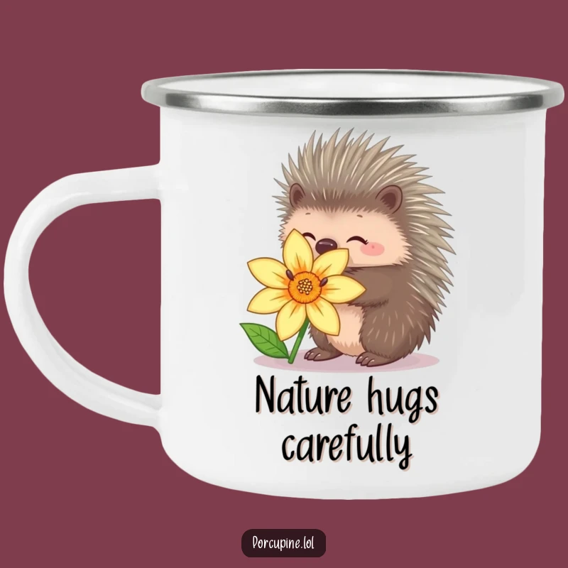 Funny Porcupine Hug Camping Mug: Gentle Sips on Adventures!