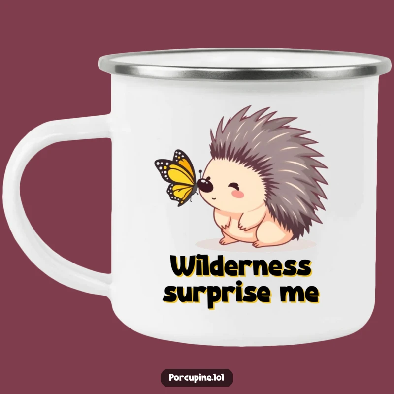Funny Porcupine Surprise Camping Mug: Unexpected Joys Outdoors!