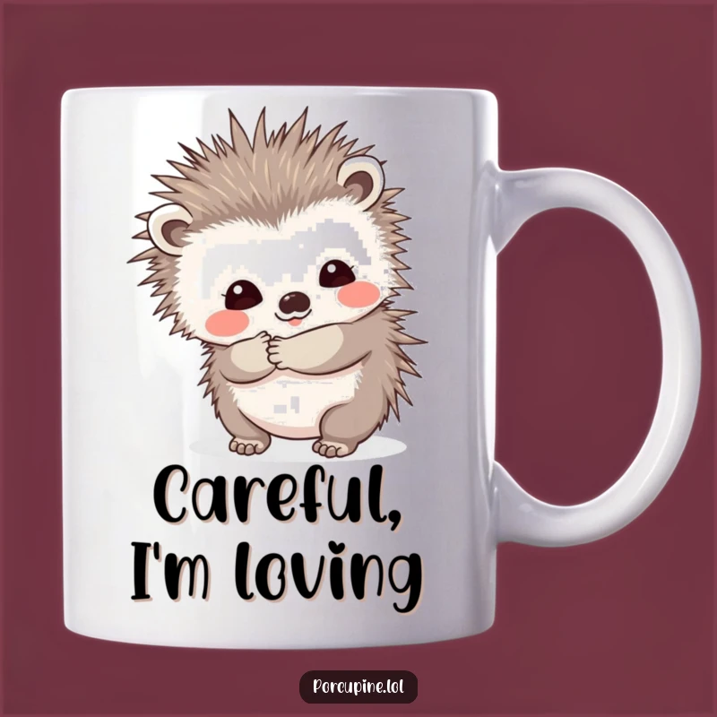 Funny Prickly Hug Porcupine Mug: Shy Smile for a Warm, Humorous Sip