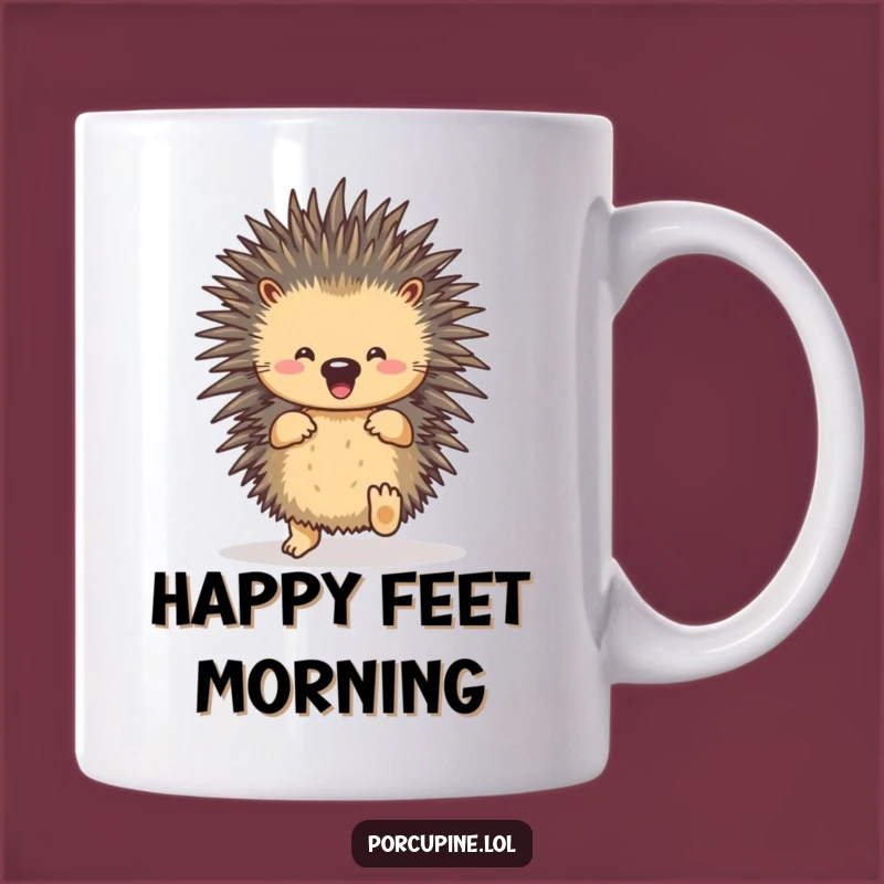 Funny Porcupine Shuffle Mug: Adorable Dancing Feet Gift for Joyful Mornings