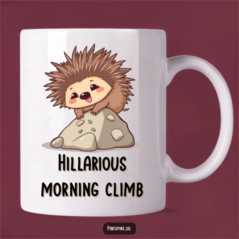 Funny Kawaii Porcupine Mug: Goofy Climb Prickles Effort Gift