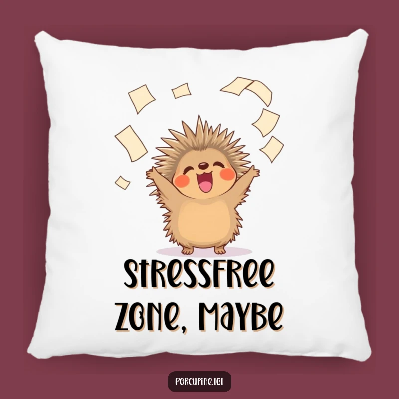 Comfy Funny Porcupine Paper Toss Pillow: Snuggle Up with Hilarious Office Vibes