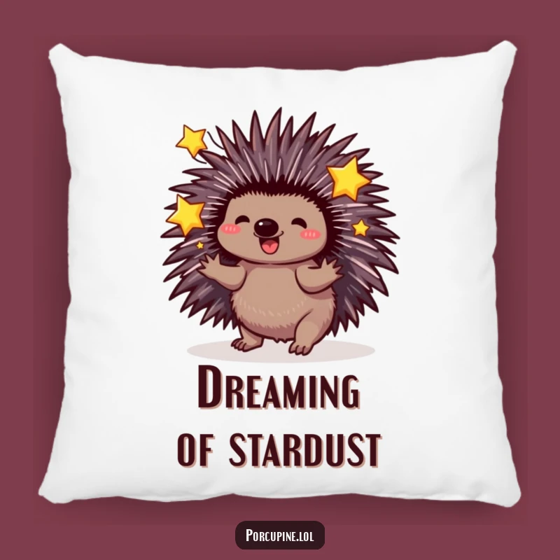 Funny Porcupine Juggling Stars Pillow: Cozy and magical accent for dreamy nights