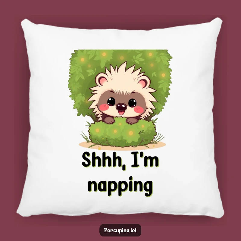 Funny Kawaii Porcupine Pillow: Soft Mischievous Grin, Peeking Cute Gift