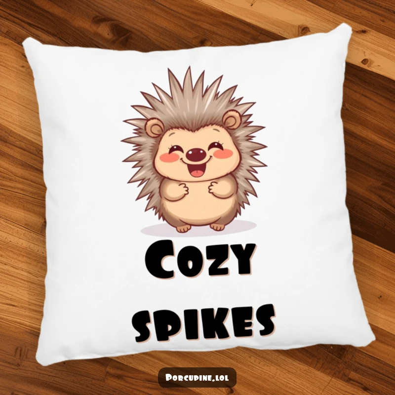 Funny Porcupine Quill Pillow: A soft cushion depicting a happy porcupine wiggling its quills, offering funny comfort.
