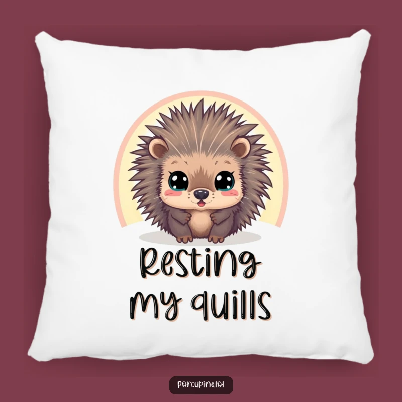 Funny Porcupine Rainbow Pillow: Cozy Wide-Eyed Charm for a Hilarious Gift