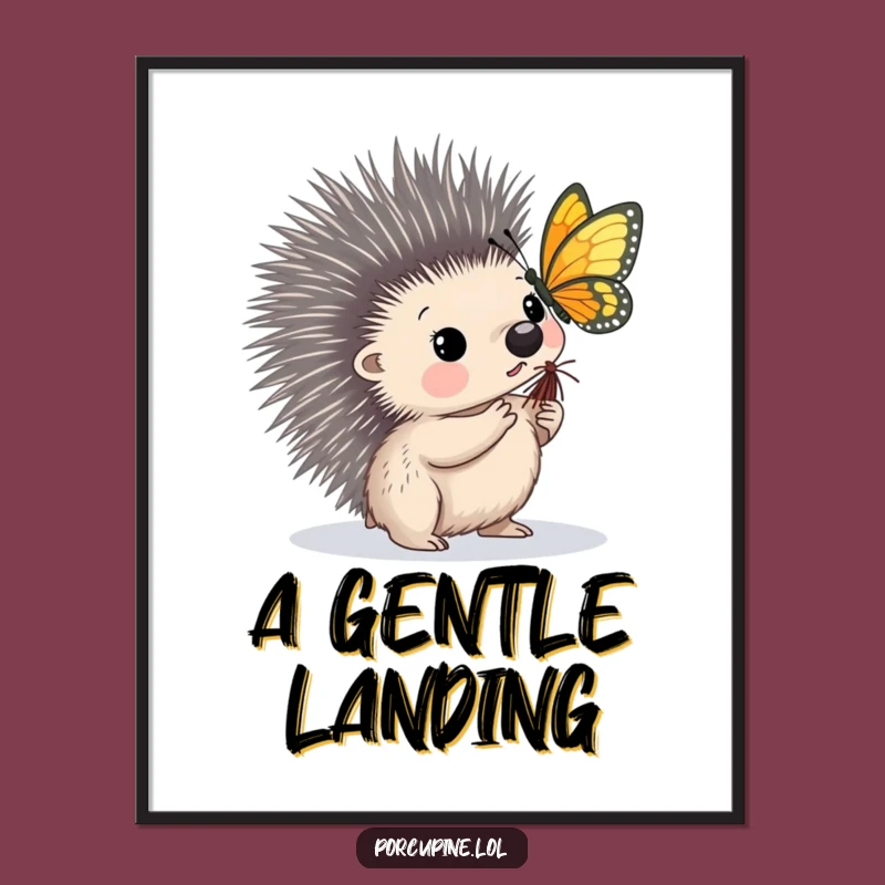 Funny Porcupine Butterfly Digital Art - Instant Prickly Intrigue Print Gift