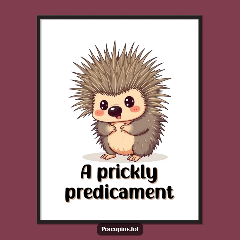 Funny Porcupine Tangled Quills Digital Art Print - Instant Hilarious Decor for Your Walls