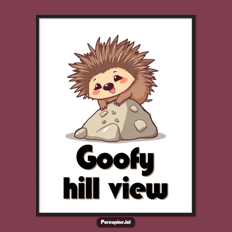Funny Kawaii Porcupine Digital Art: Goofy Climb Downloadable Gift