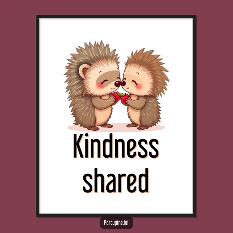 Funny Porcupine Berry Share Digital Art: Instant Kindness for Walls Gift