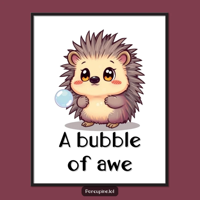 Funny Porcupine Bubble Dream Digital Art: Instant Whimsical Decor for Joyful Spaces