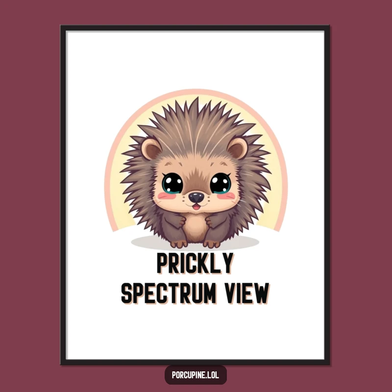 Funny Porcupine Rainbow Digital Art: Wide-Eyed Wonder for Hilarious Decor