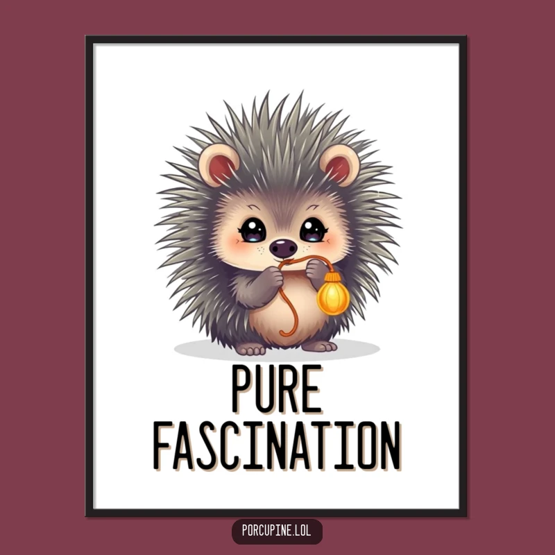 Funny Porcupine String Batting Digital Art Print - Instant Playful Decor for Your Walls