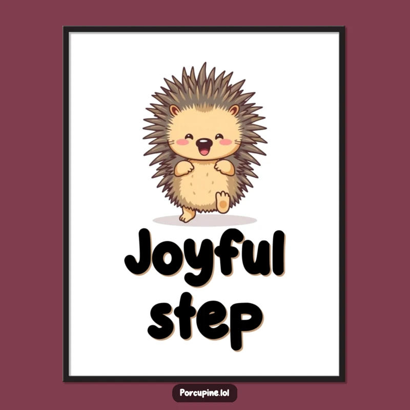 Funny Porcupine Shuffle Digital Art: Instant Joyful Dance for Walls Gift