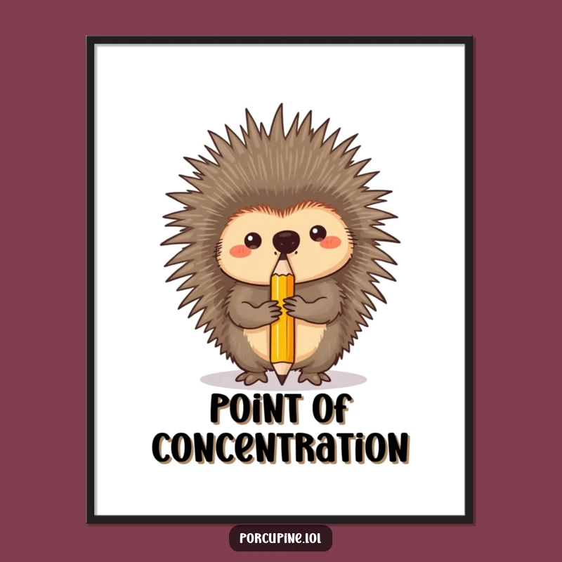 Funny Porcupine Digital Art - Pencil Balancing Focus, Perfect Funny Gift