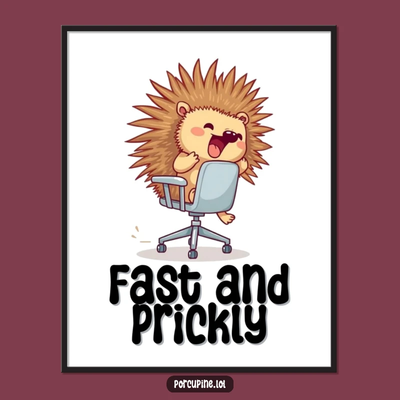 Printable Funny Porcupine Office Chair Art: Instant Adventure for Your Walls