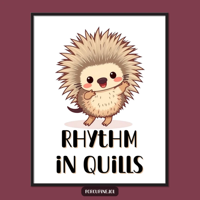 Funny Dancing Porcupine Digital Print: Inject Joyful Prickly Energy Instantly!
