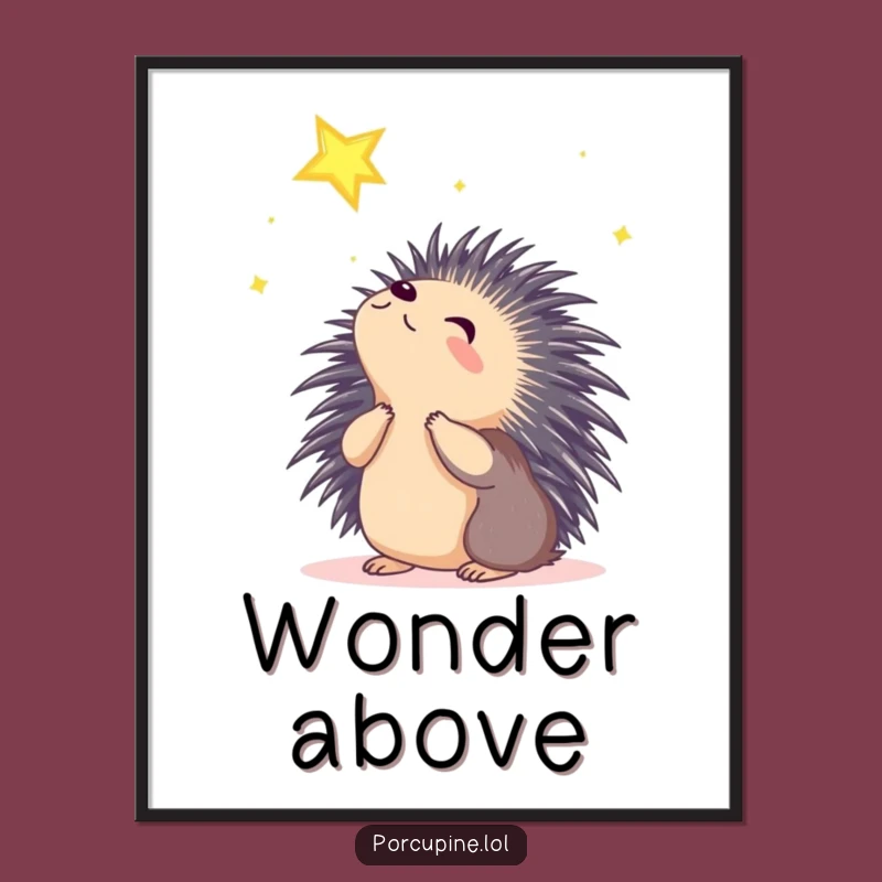 Funny Wondering Porcupine Digital Art: Instant Magic for Walls Gift