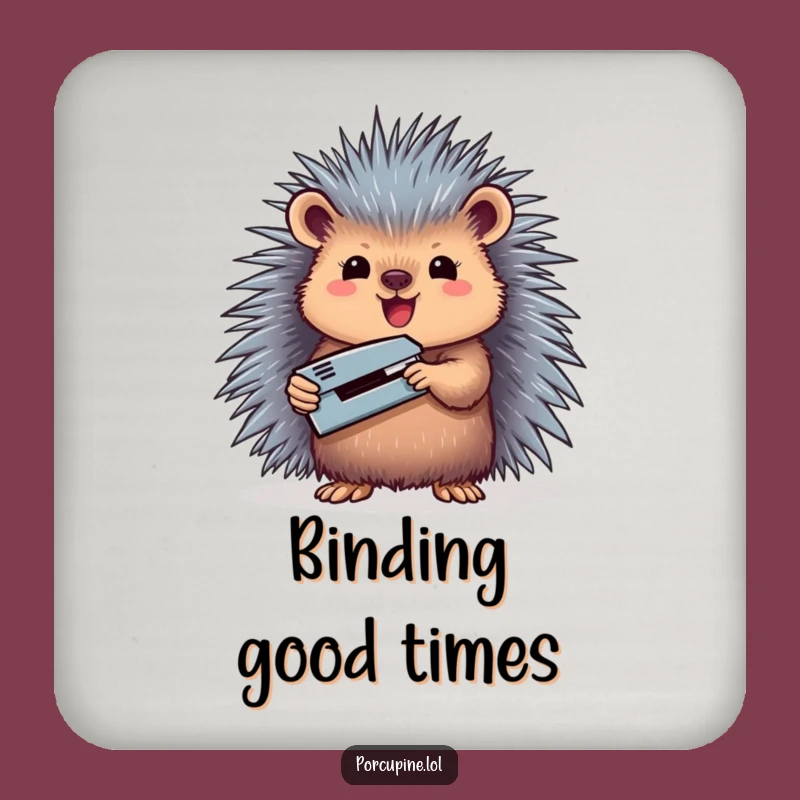 Funny Porcupine Coaster Set - Office Stapler Ace, Perfect Funny Gift