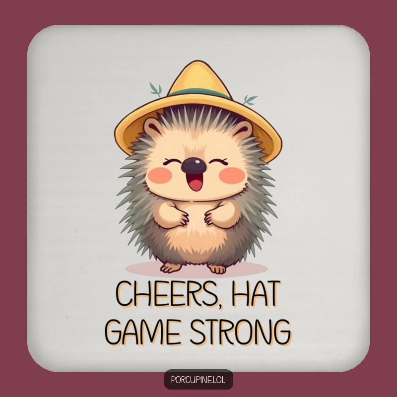 Funny Porcupine Hat Drink Coaster - Protect Surfaces with This Adorable and Hilarious Design