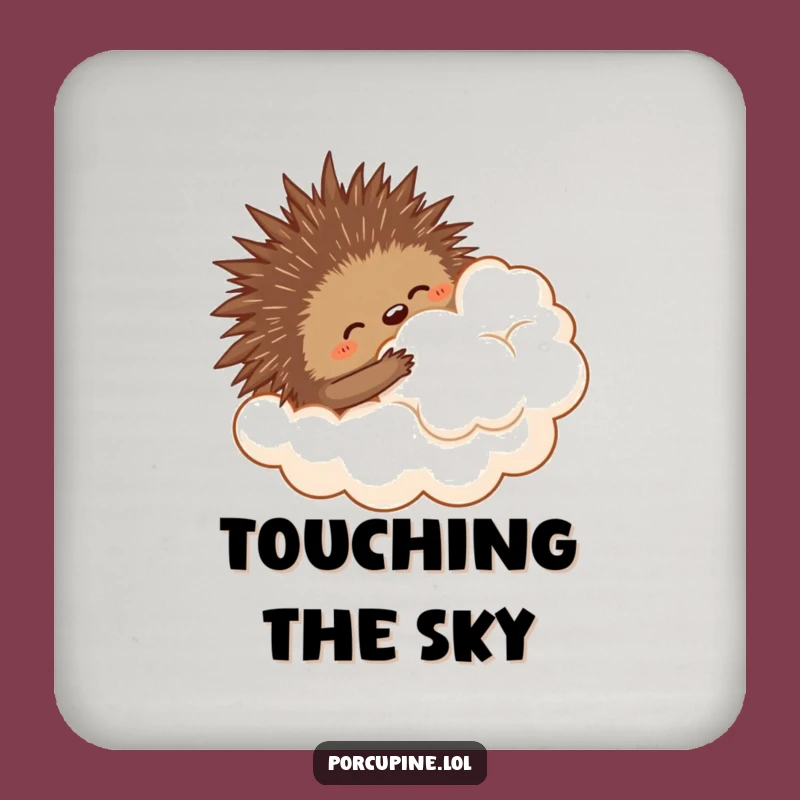 Funny Porcupine Cloud Hug Coaster - Protect Surfaces with Whimsy