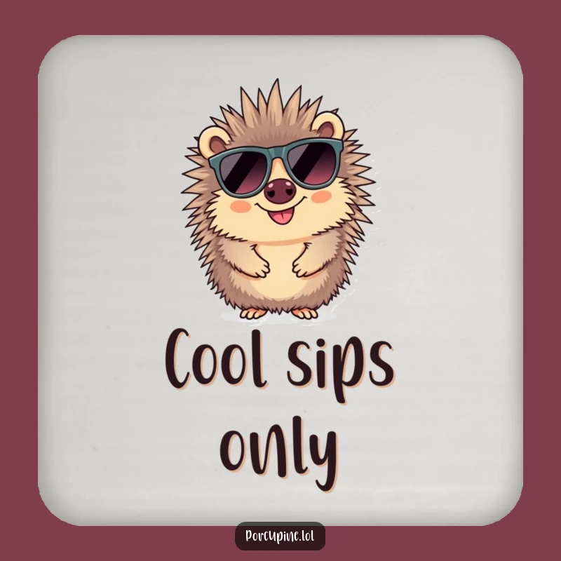 Funny Sunglasses Porcupine Coaster: Protect Surfaces with Cool Style!
