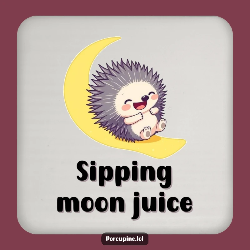 Funny Porcupine Moonbeam Coaster: Gleeful Slider for Hilarious Drinks