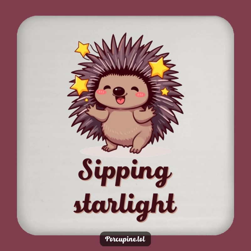 Funny Porcupine Juggling Stars Coaster: Whimsical protection for surfaces