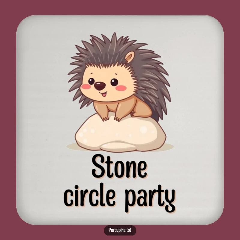 Funny Kawaii Porcupine Coaster: Contented Prickles Drink Gift
