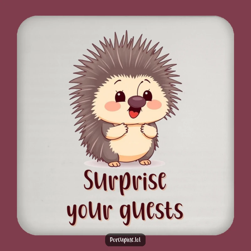 Funny Surprised Porcupine Coaster - Protect Surfaces with Amused Charm