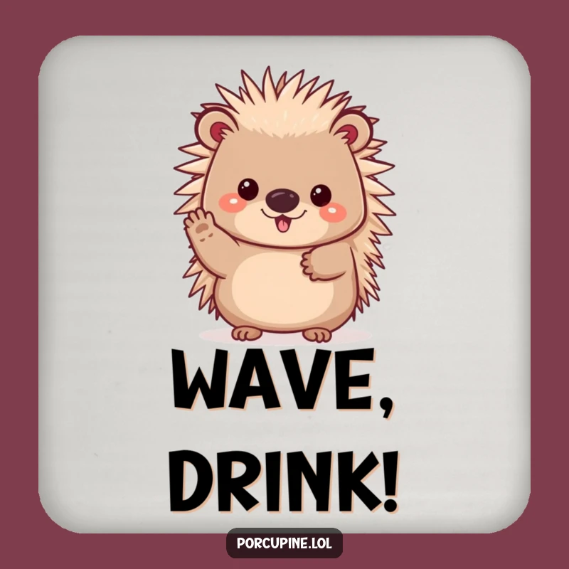 Funny Kawaii Porcupine Coaster: Cheerful Prickles Drink Gift