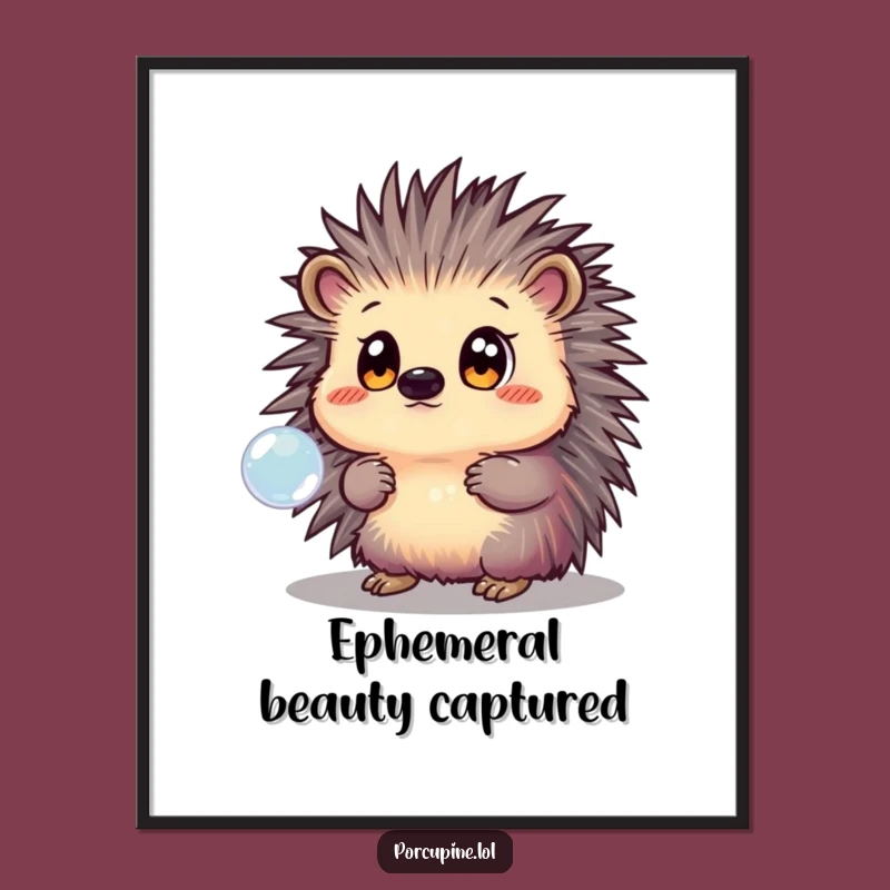 Funny Porcupine Bubble Dream Poster: Whimsical Wall Art for a Touch of Joyful Wonder