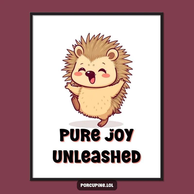 Funny Porcupine Dance Celebration Poster: Vibrant Wall Art for Energetic Spaces