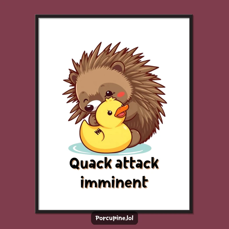 Funny Porcupine Duck Poke Poster - Add Playful Humor to Your Walls