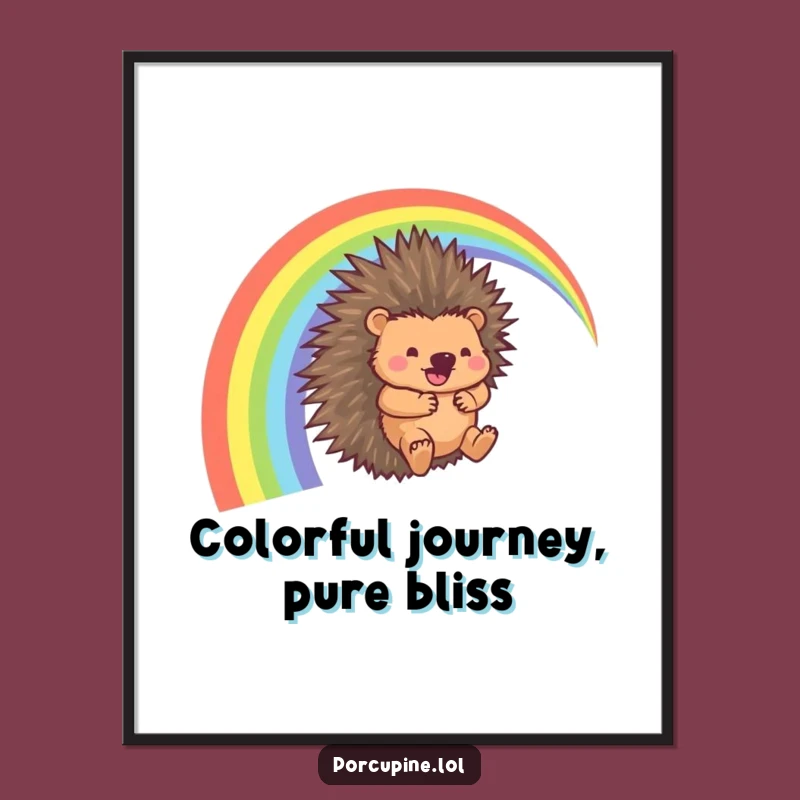 Funny Porcupine Rainbow Slide Poster: Decorate with Hilarious Adventure!